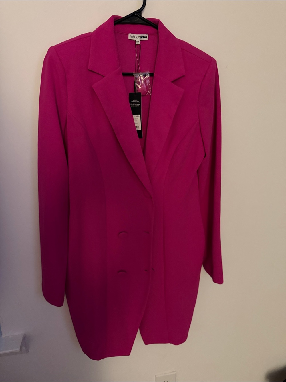 Fashion Nova Fuchsia Double-Breasted Blazer Jacket